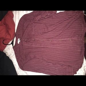 Striped burgundy button up
